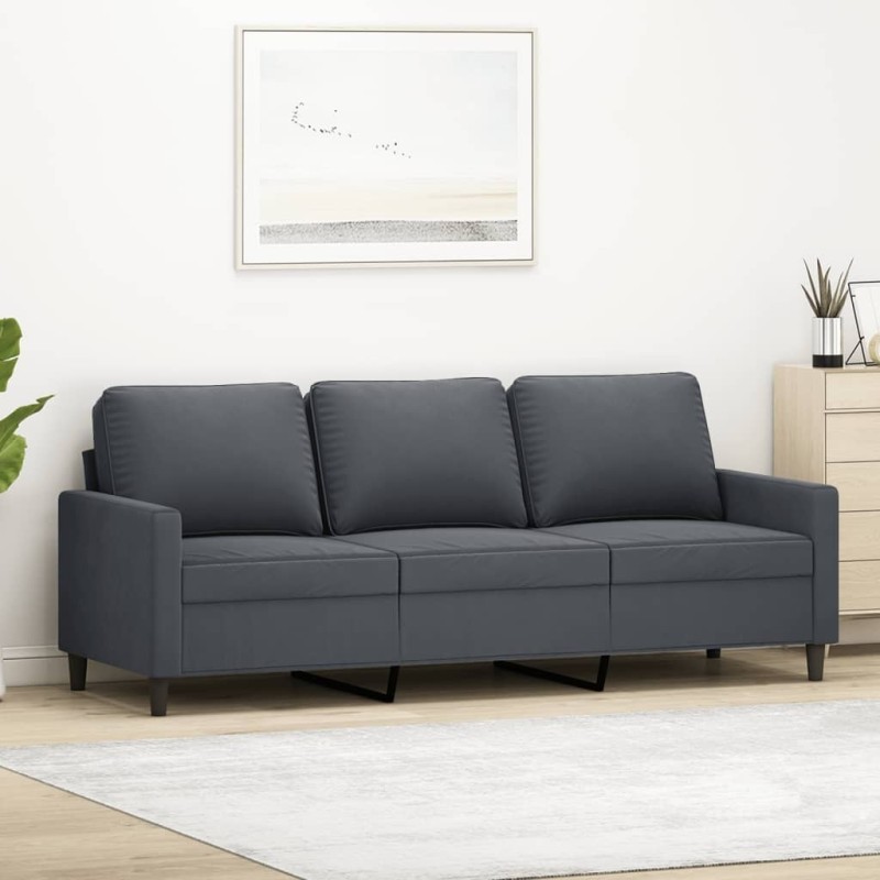 Canapé à 3 places Gris foncé 180 cm Velours 617967617967