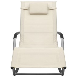 Chaises longues lot de 2 Textilène Crème et gris 617968617968