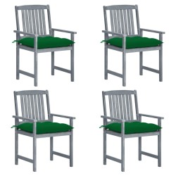 Chaises de jardin et coussins lot de 4 Gris Bois acacia massif 617970617970