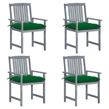 Chaises de jardin et coussins lot de 4 Gris Bois acacia massif 617970617970