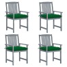 Chaises de jardin et coussins lot de 4 Gris Bois acacia massif 617970617970