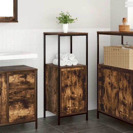 Meuble de salle de bain avec étagères chêne fumé 36x35x95 cm 617971617971