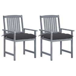 Chaises de jardin et coussins lot de 2 Gris Bois acacia massif 617972617972