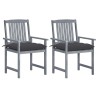 Chaises de jardin et coussins lot de 2 Gris Bois acacia massif 617972617972