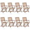Chaises pliables de jardin lot de 8 avec coussins Bois d'acacia 617973617973
