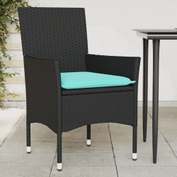 Chaises de jardin avec coussins lot de 2 noir résine tressée 617974617974