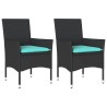 Chaises de jardin avec coussins lot de 2 noir résine tressée 617974617974