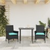 Chaises de jardin avec coussins lot de 2 noir résine tressée 617974617974