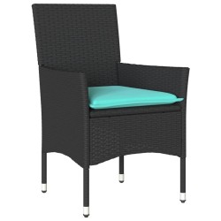 Chaises de jardin avec coussins lot de 2 noir résine tressée 617974617974