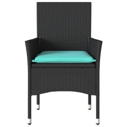 Chaises de jardin avec coussins lot de 2 noir résine tressée 617974617974