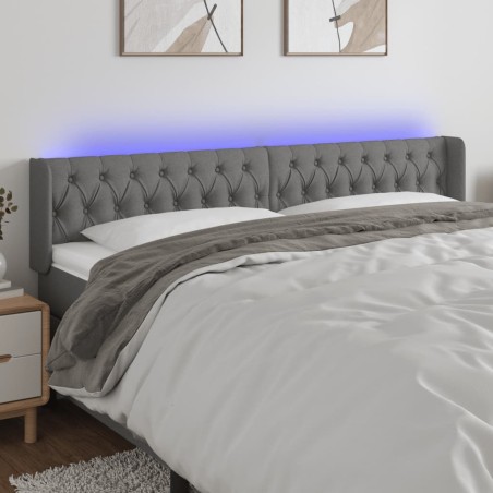 Tête de lit à LED Gris foncé 203x16x78/88 cm Tissu 617982617982