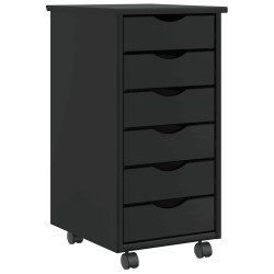 Armoire roulante avec tiroirs MOSS noir bois de pin solide 617995617995