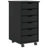 Armoire roulante avec tiroirs MOSS noir bois de pin solide 617995617995