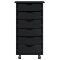 Armoire roulante avec tiroirs MOSS noir bois de pin solide 617995617995