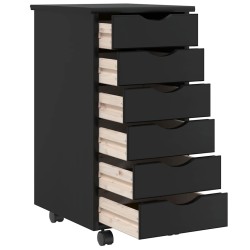 Armoire roulante avec tiroirs MOSS noir bois de pin solide 617995617995