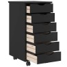 Armoire roulante avec tiroirs MOSS noir bois de pin solide 617995617995