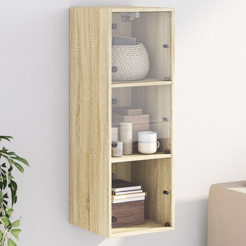 Armoire murale avec portes en verre chêne sonoma 35x37x100 cm 617996617996