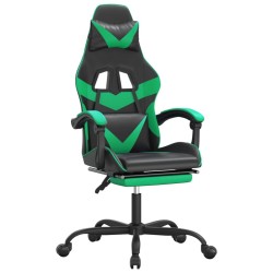 Chaise de jeu avec repose-pied Noir et vert Similicuir 617998617998