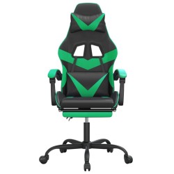 Chaise de jeu avec repose-pied Noir et vert Similicuir 617998617998