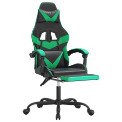 Chaise de jeu avec repose-pied Noir et vert Similicuir 617998617998