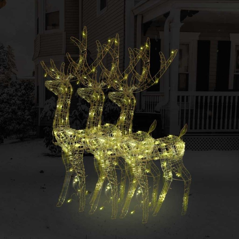 Décorations de Noël de renne Acrylique 3 pcs 128 cm Blanc chaud 618003618003