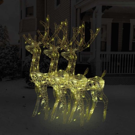 Décorations de Noël de renne Acrylique 3 pcs 128 cm Blanc chaud 618003618003
