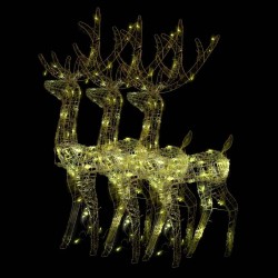 Décorations de Noël de renne Acrylique 3 pcs 128 cm Blanc chaud 618003618003