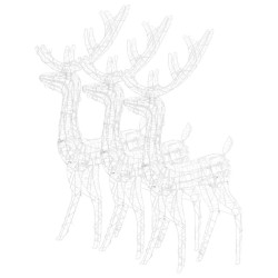 Décorations de Noël de renne Acrylique 3 pcs 128 cm Blanc chaud 618003618003