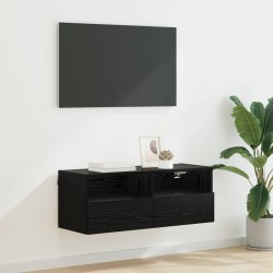 Meuble TV mural Chêne noir 80 x 30 x 30 cm Bois d'ingénierie 618004618004