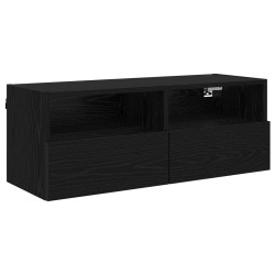 Meuble TV mural Chêne noir 80 x 30 x 30 cm Bois d'ingénierie 618004618004