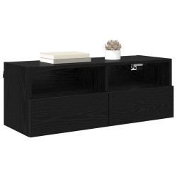 Meuble TV mural Chêne noir 80 x 30 x 30 cm Bois d'ingénierie 618004618004