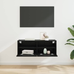 Meuble TV mural Chêne noir 80 x 30 x 30 cm Bois d'ingénierie 618004618004