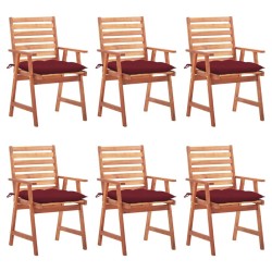 Chaises à manger d'extérieur lot de 6 et coussins Acacia massif 618005618005