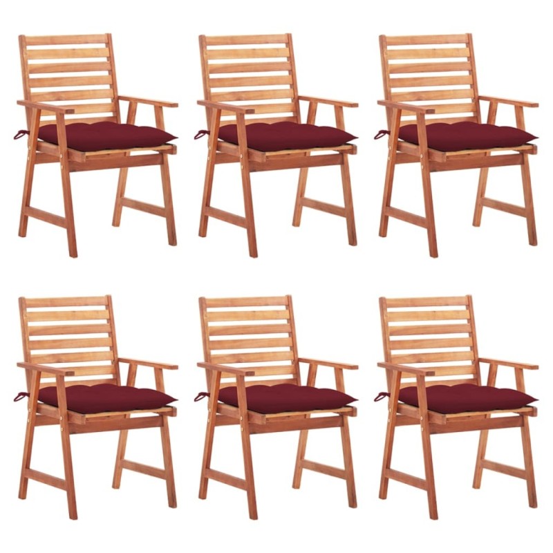 Chaises à manger d'extérieur lot de 6 et coussins Acacia massif 618005618005