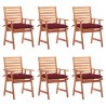 Chaises à manger d'extérieur lot de 6 et coussins Acacia massif 618005618005