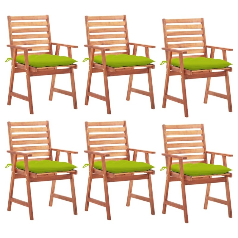 Chaises à manger d'extérieur lot de 6 et coussins Acacia massif 618006618006