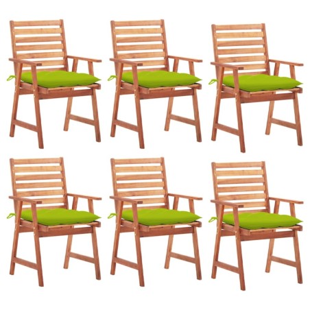 Chaises à manger d'extérieur lot de 6 et coussins Acacia massif 618006618006