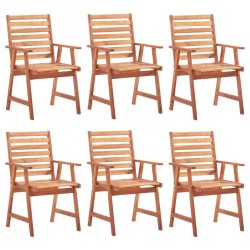 Chaises à manger d'extérieur lot de 6 et coussins Acacia massif 618013618013