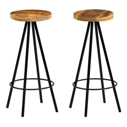 Chaises de bar lot de 2 bois de manguier solide 618017618017