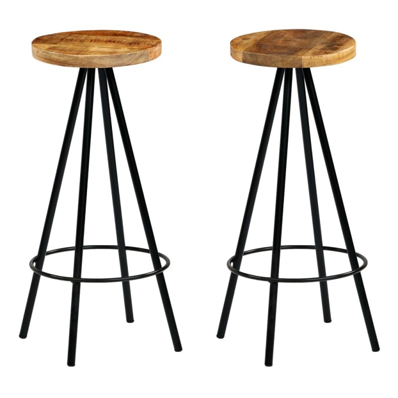 Chaises de bar lot de 2 bois de manguier solide 618017618017