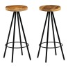 Chaises de bar lot de 2 bois de manguier solide 618017618017