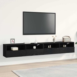 Meuble TV mural Montage mural 2 pcs Chêne noir 100 x 30 x 30 cm 618029618029