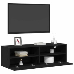 Meuble TV mural Montage mural 2 pcs Chêne noir 100 x 30 x 30 cm 618029618029