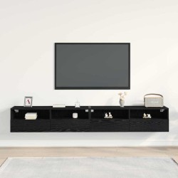 Meuble TV mural Montage mural 2 pcs Chêne noir 100 x 30 x 30 cm 618029618029