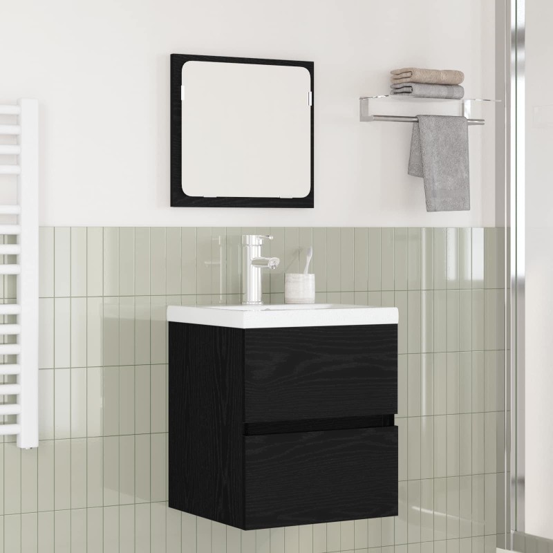 Ensemble de mobilier de salle de bain 2 pcs Chêne noir et Blanc 618033618033