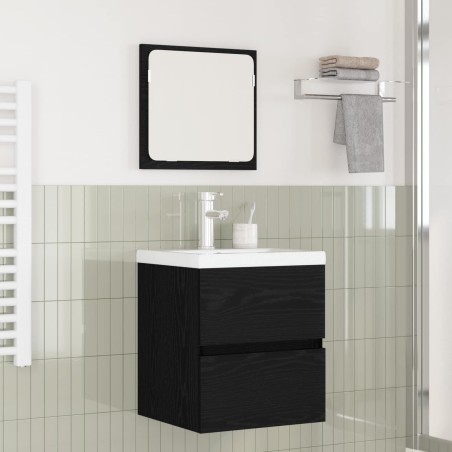 Ensemble de mobilier de salle de bain 2 pcs Chêne noir et Blanc 618033618033
