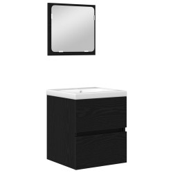 Ensemble de mobilier de salle de bain 2 pcs Chêne noir et Blanc 618033618033