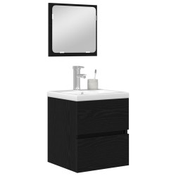 Ensemble de mobilier de salle de bain 2 pcs Chêne noir et Blanc 618033618033