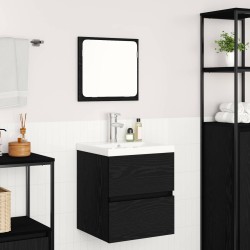 Ensemble de mobilier de salle de bain 2 pcs Chêne noir et Blanc 618033618033