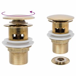 Drain à poussoir avec débordement Doré 6,4x6,4x9,1 cm 618037618037